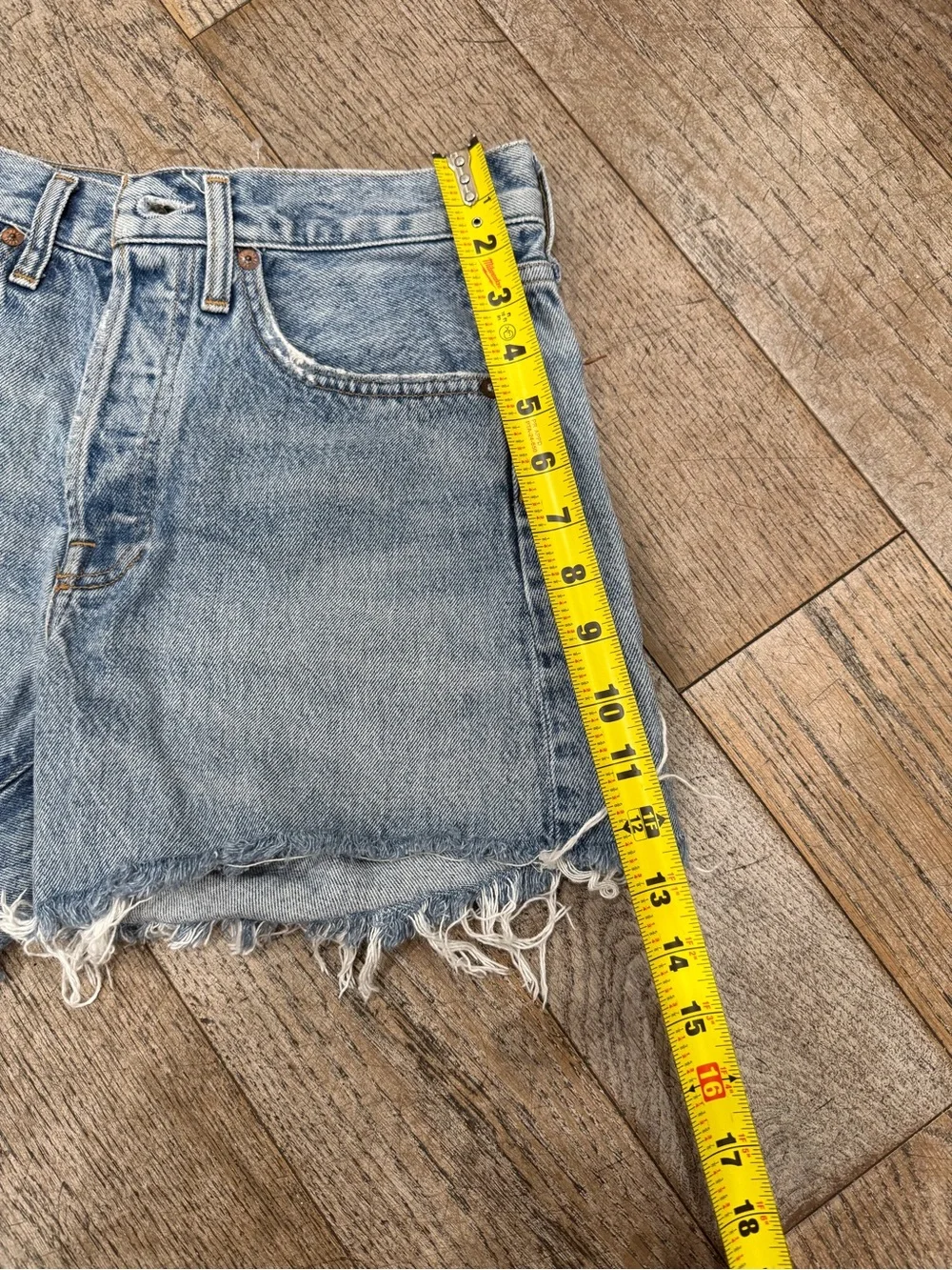 AGOLDE Parker Long Shorts 23 100% Organic Cotton Denim Cutoff Frayed Wheel $138